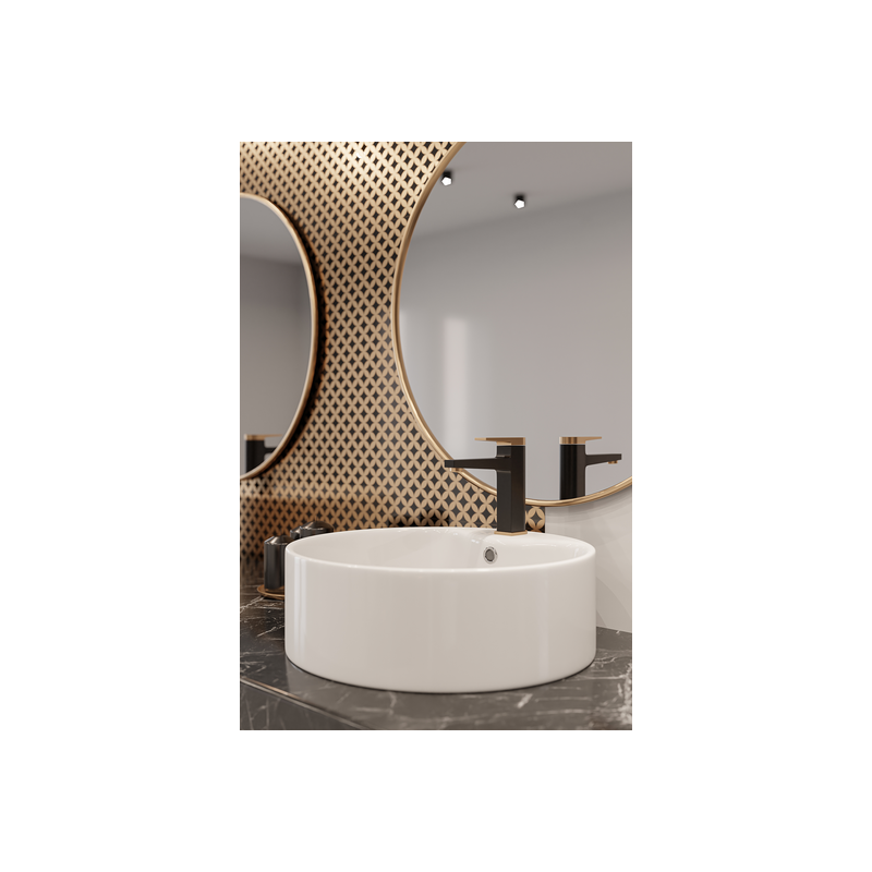 Elegancka Bateria Łazienkowa MIDNIGHT Czarna ze Złotem - Stylowy Akcent Twojej Łazienki!