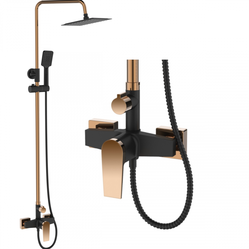 Stylowa Deszczownica Invena MIDNIGHT Black/Gold – Luksusowy Zestaw Natryskowy!