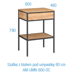 Stylowa szafka łazienkowa MODUS 60 cm z blatem na umywalkę nablatową