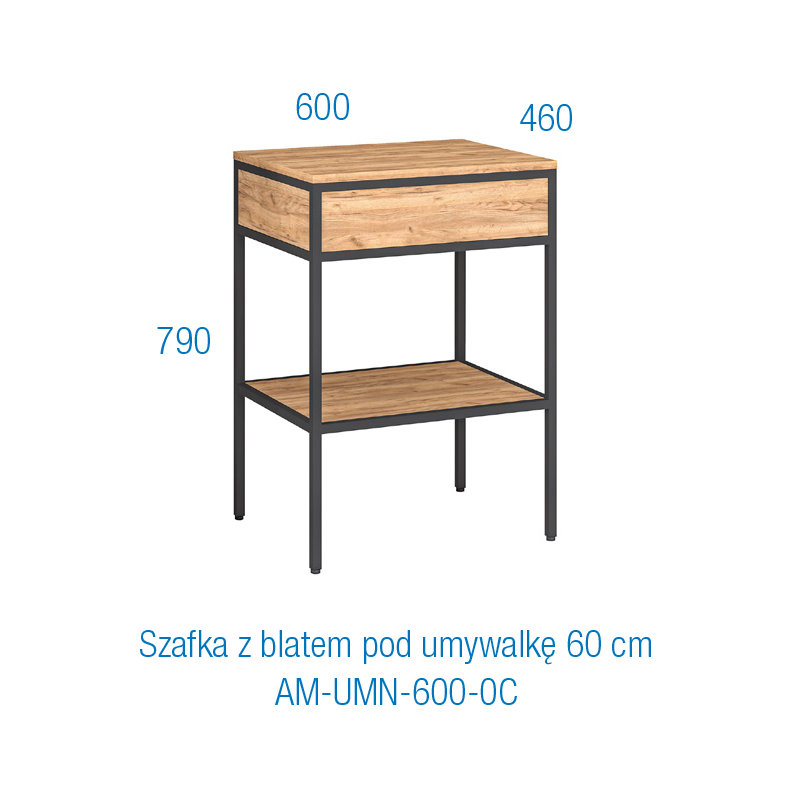 Stylowa szafka łazienkowa MODUS 60 cm z blatem na umywalkę nablatową