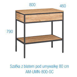 Stylowa szafka MODUS 80 cm z blatem idealnym pod umywalki nablatowe