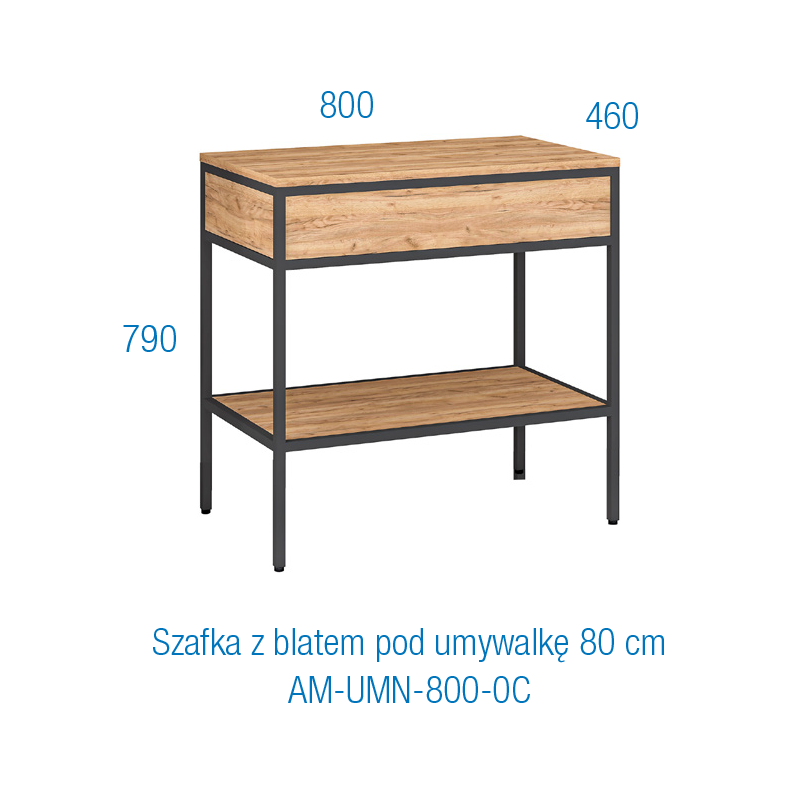 Stylowa szafka MODUS 80 cm z blatem idealnym pod umywalki nablatowe