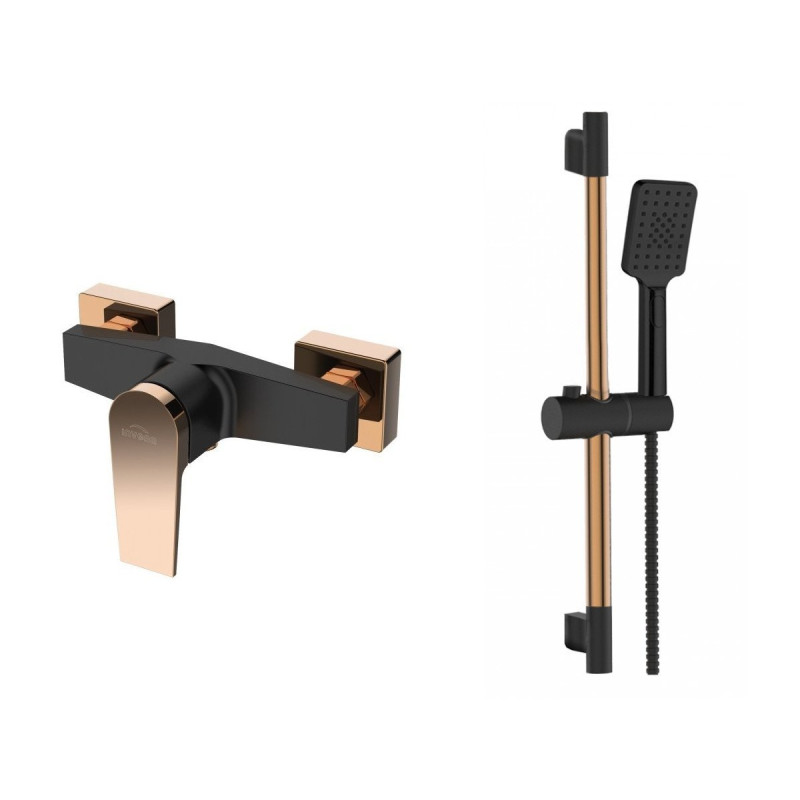 Elegancki Zestaw Natryskowy Midnight Black/Gold – Styl i Luksus w Łazience