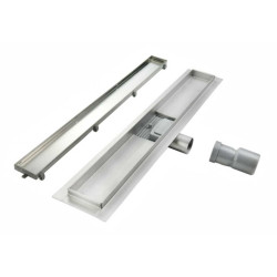 Kompletny Zestaw Prysznicowy DUSO 85: Ścianka, Odpływ Linie 50 cm, Deszczownica EMI