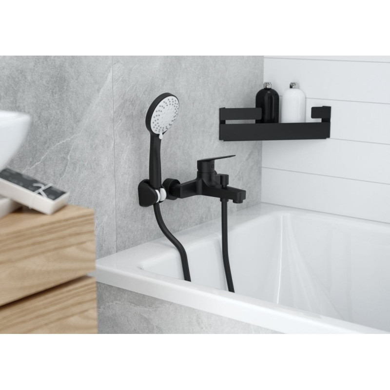 Elegancka Bateria Wannowa Jasmin Nero – Ścienna Czarna BGJ_N10M