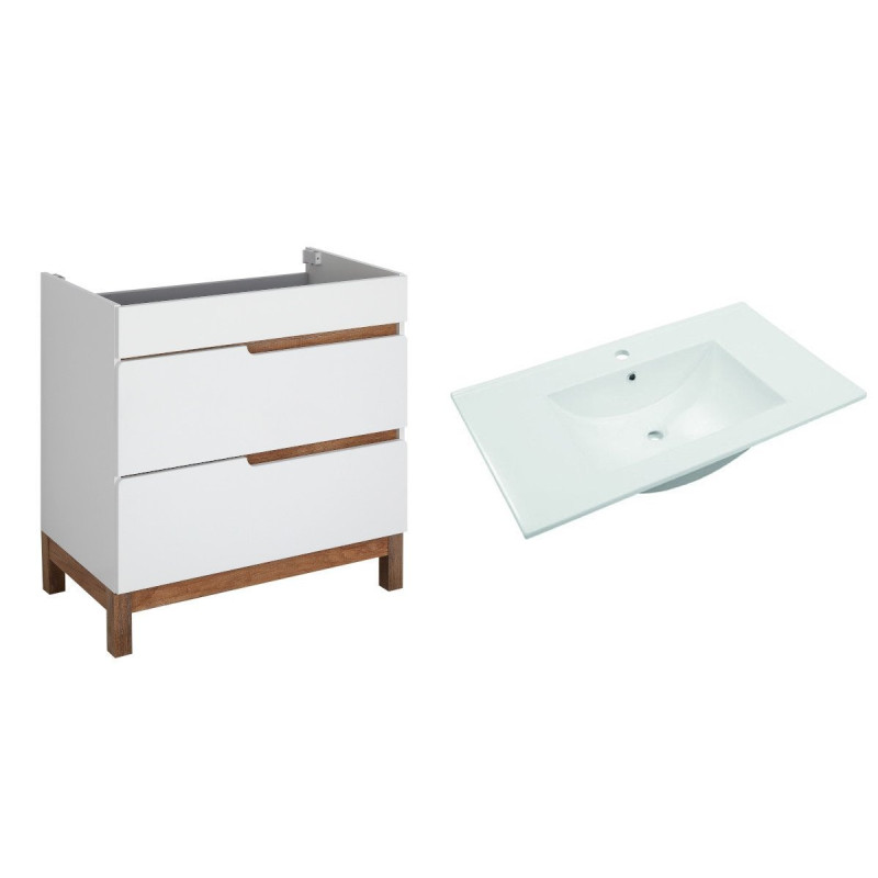 Zestaw Łazienkowy Premium: Szafka z Szufladami + Umywalka SPEK 80 cm