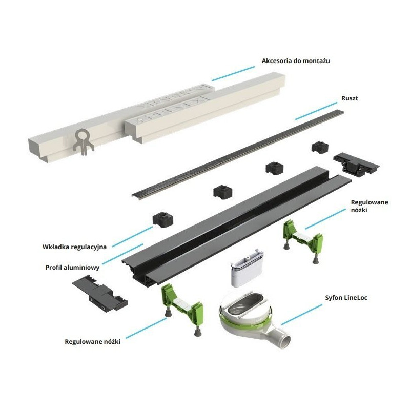 Elegancki Odpływ Liniowy EASY LINE 1000 mm z Polerowanym Rusztem