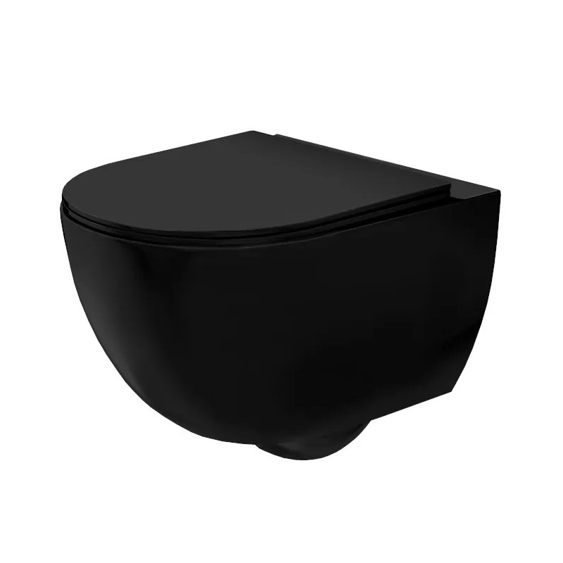 Elegancka Czarna Toaleta Carlo Mini Rimless Duroplast Flat - Matowa Perfekcja