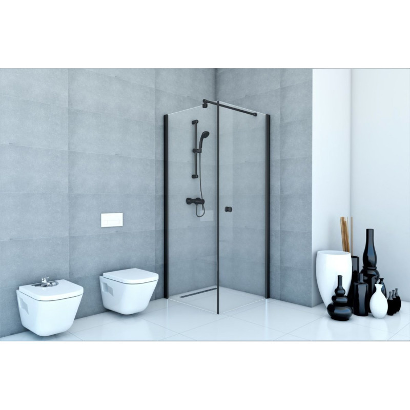 Elegancka Kabina Prysznicowa Jednodrzwiowa 80x80 Prawa Black CleanGLASS FRESH-LINE