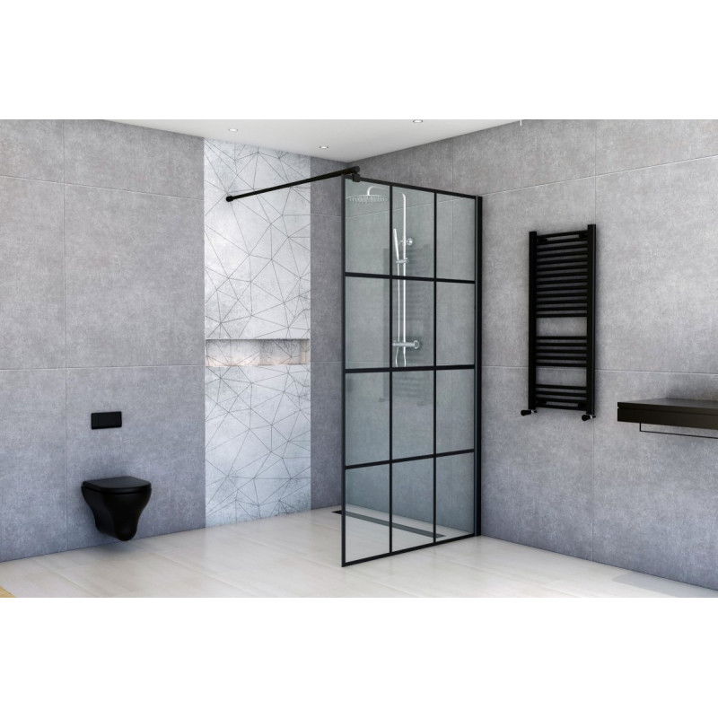 Stylowa Ścianka Prysznicowa 80x200 Nero Loft - Czarny Mat, Nowoczesny Design