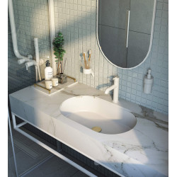 Eleganckie lustro w matowej białej ramie, 100x50 cm - nowoczesny design do każdej łazienki