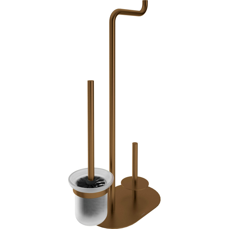 Elegancki Stojak na Papier Toaletowy 3w1 z Mosiądzu - Brązowy Szczotkowany, 60 cm