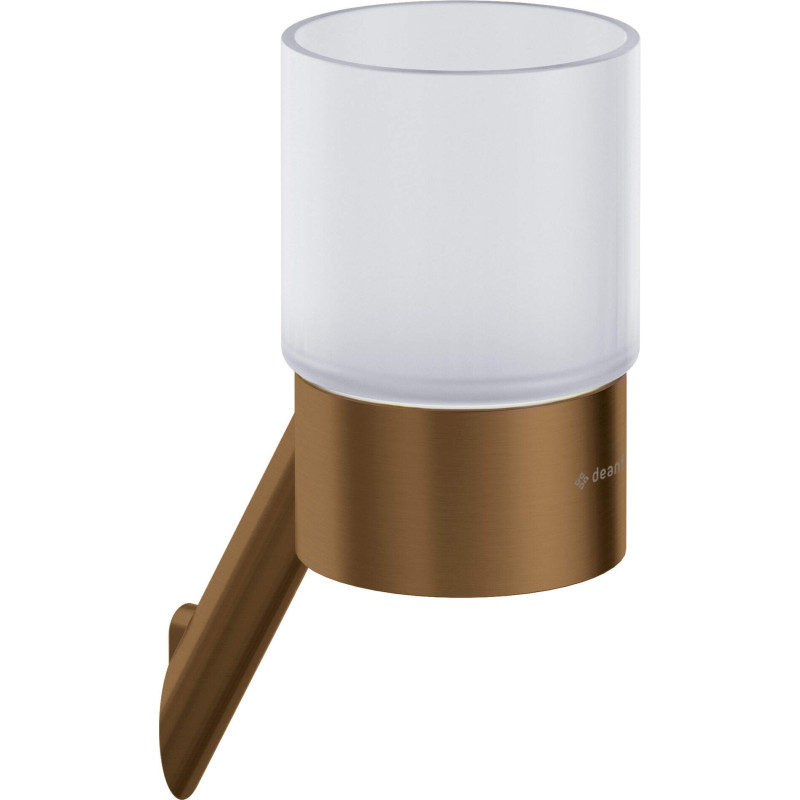 Elegancki Kubek Ścienny z Mosiądzu i Szkła - Brązowy, Szczotkowany, 2l - Zestaw Montażowy W Komplecie