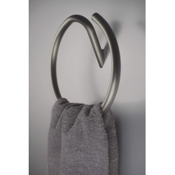 Okrągły Wieszak na Ręczniki z Mosiądzu, Titanio szczotkowany - Elegancja do Łazienki