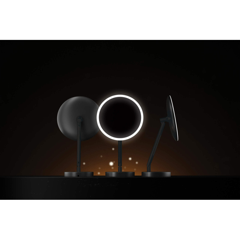 Eleganckie lustro kosmetyczne z matowym wykończeniem i LEDami - styl nero