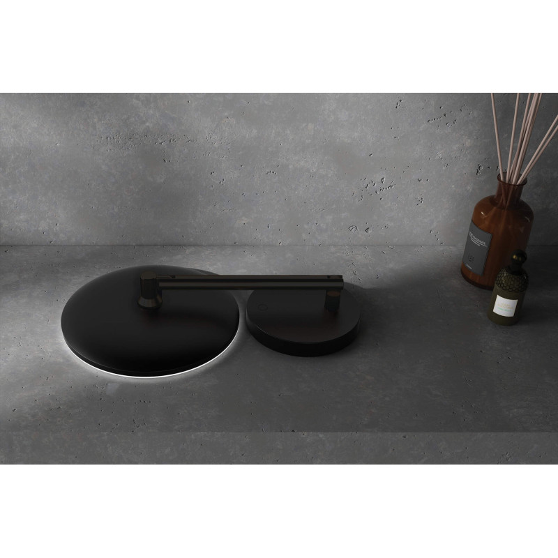 Eleganckie lustro kosmetyczne z matowym wykończeniem i LEDami - styl nero