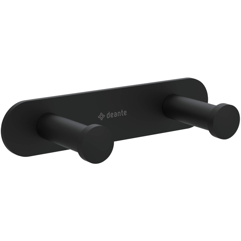 Podwójny haczyk łazienkowy nero, mat, stal 304, z zestawem montażowym