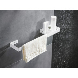 Elegancki Wieszak z Półką na Ręcznik - Stalowy Matowy Biały, 50cm