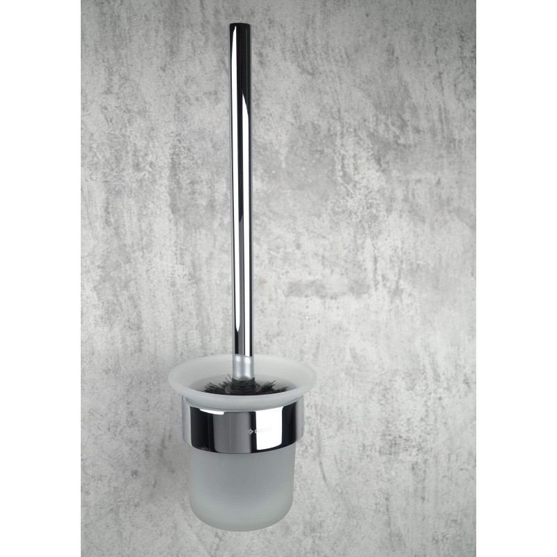 Elegancka Wisząca Szczotka WC z Chromowanym Wykończeniem - Szkło i Stal Nierdzewna