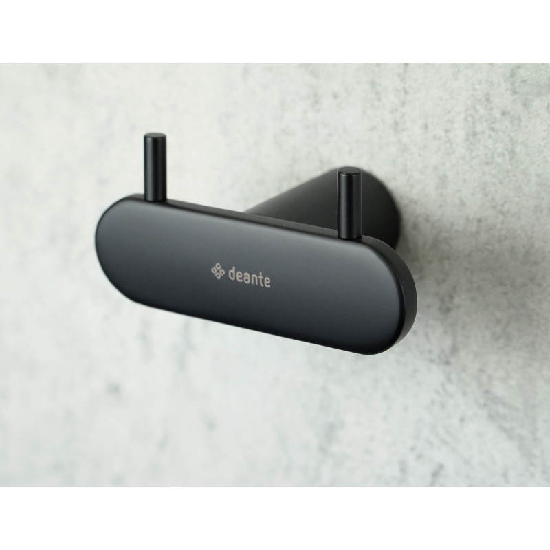 Stylowy Podwójny Haczyk Łazienkowy Nero Mat - Stal Nierdzewna, Łatwy Montaż