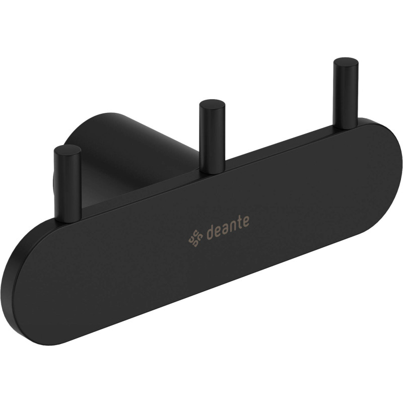 Potrójny haczyk łazienkowy Nero Matte, stal 304, zestaw montażowy w komplecie