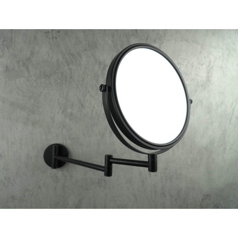 Eleganckie Lusterko Makijażowe z Ramieniem Ruchomym - Dwa Strony, Wykończenie Nero, Matowe