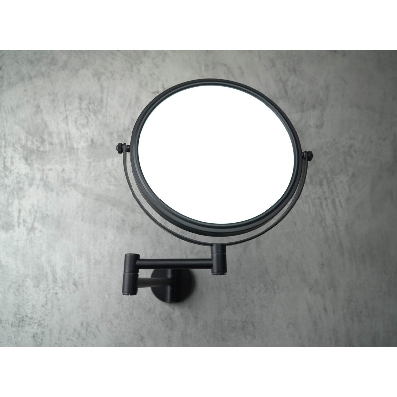 Eleganckie Lusterko Makijażowe z Ramieniem Ruchomym - Dwa Strony, Wykończenie Nero, Matowe