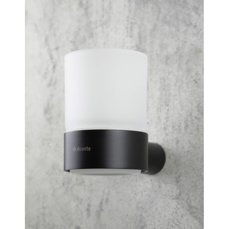 Elegancki Kubek Ścienny NERO Matowy, Szkło i Stal - 2 Lata Gwarancji!