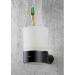 Elegancki Kubek Ścienny NERO Matowy, Szkło i Stal - 2 Lata Gwarancji!