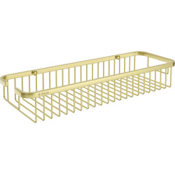 Elegancki Koszyk Prysznicowy, Złoto Szczotkowane - Stal Nierdzewna, Łatwy Montaż