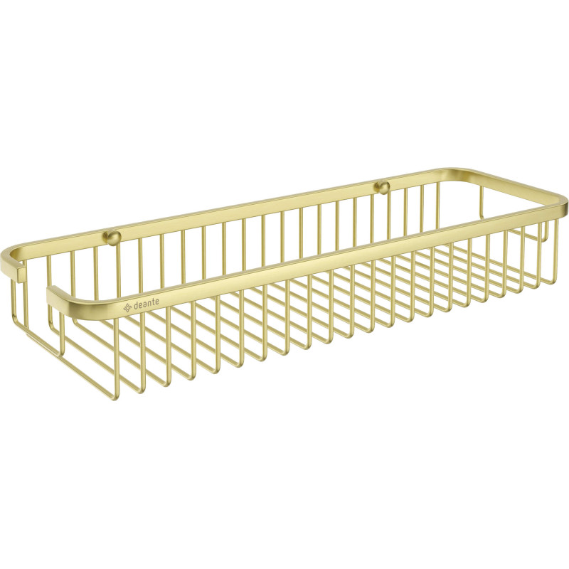 Elegancki Koszyk Prysznicowy, Złoto Szczotkowane - Stal Nierdzewna, Łatwy Montaż