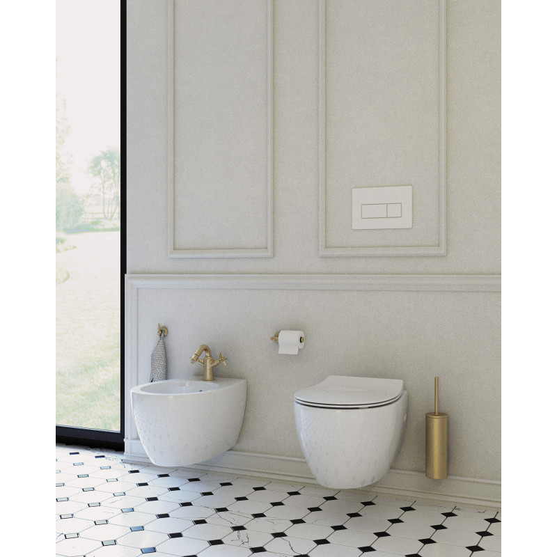 Elegancka Szczotka WC Wisząca z Mosiądzu – Nowoczesny Design, Trwałe Wykończenie!