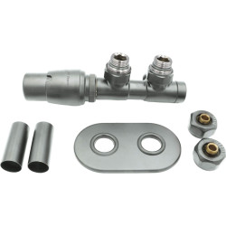 Stylowy zawór termostatyczny lewy do grzejnika łazienkowego - matowy mosiądz, z dolnym podłączeniem