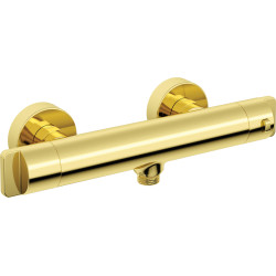 Luksusowa Złota Bateria Prysznicowa Termostatyczna 2-uchwytowa ze Ściennym Montażem