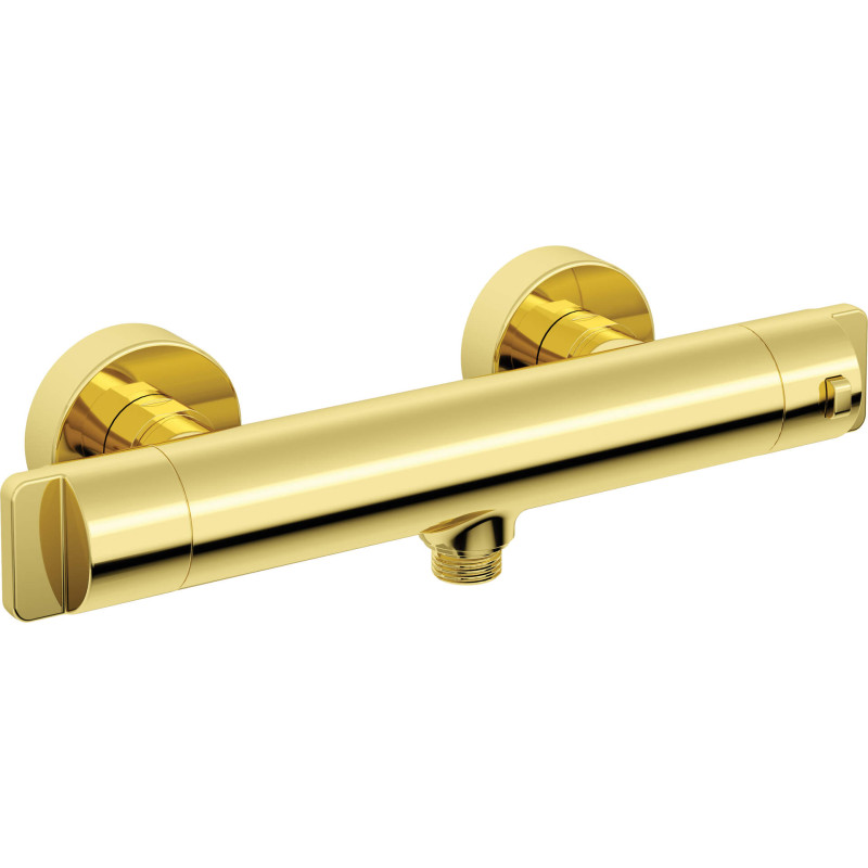 Luksusowa Złota Bateria Prysznicowa Termostatyczna 2-uchwytowa ze Ściennym Montażem