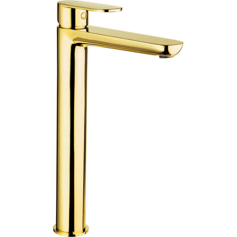 Złota wysoka bateria umywalkowa z mosiądzu - elegancja i funkcjonalność!