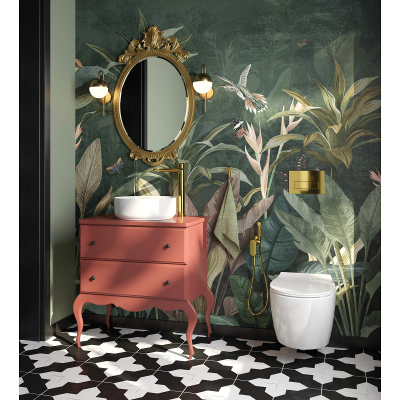 Złota wysoka bateria umywalkowa z mosiądzu - elegancja i funkcjonalność!