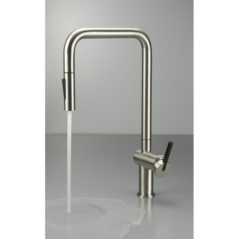 Perfekcyjna Stalowa Bateria Kuchenna z Wyciąganą Wylewką i Dwufunkcyjną Słuchawką