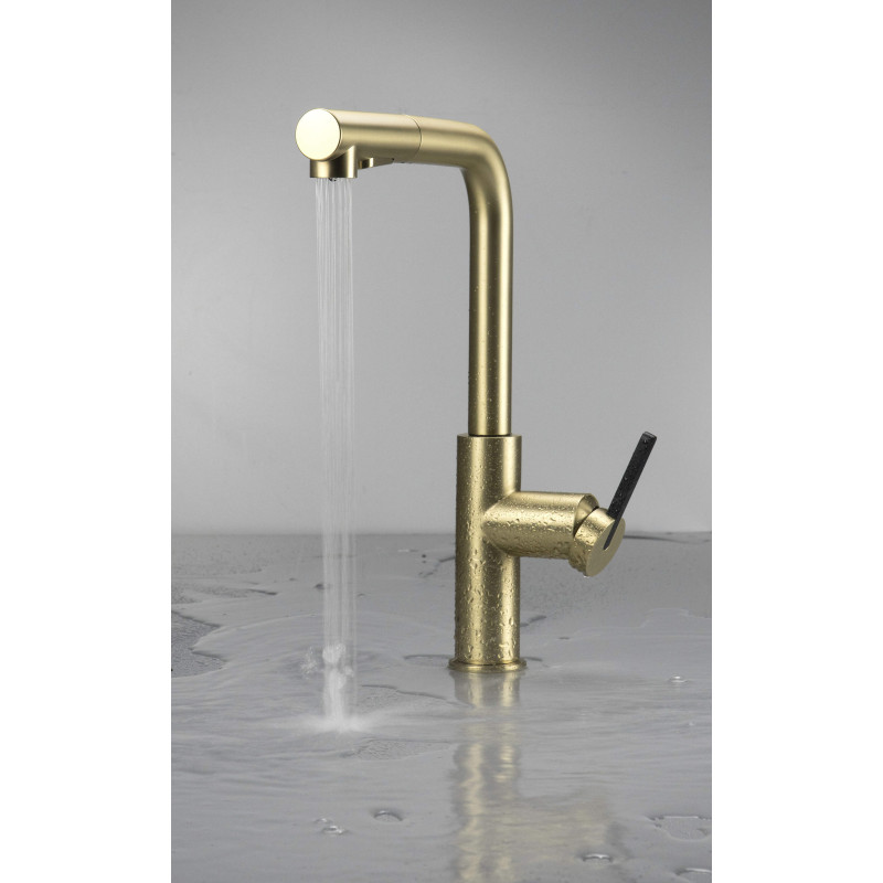 Elegancka Złota Bateria Kuchenna z Wyciąganą Wylewką - Odrobina Luksusu w Twojej Kuchni!