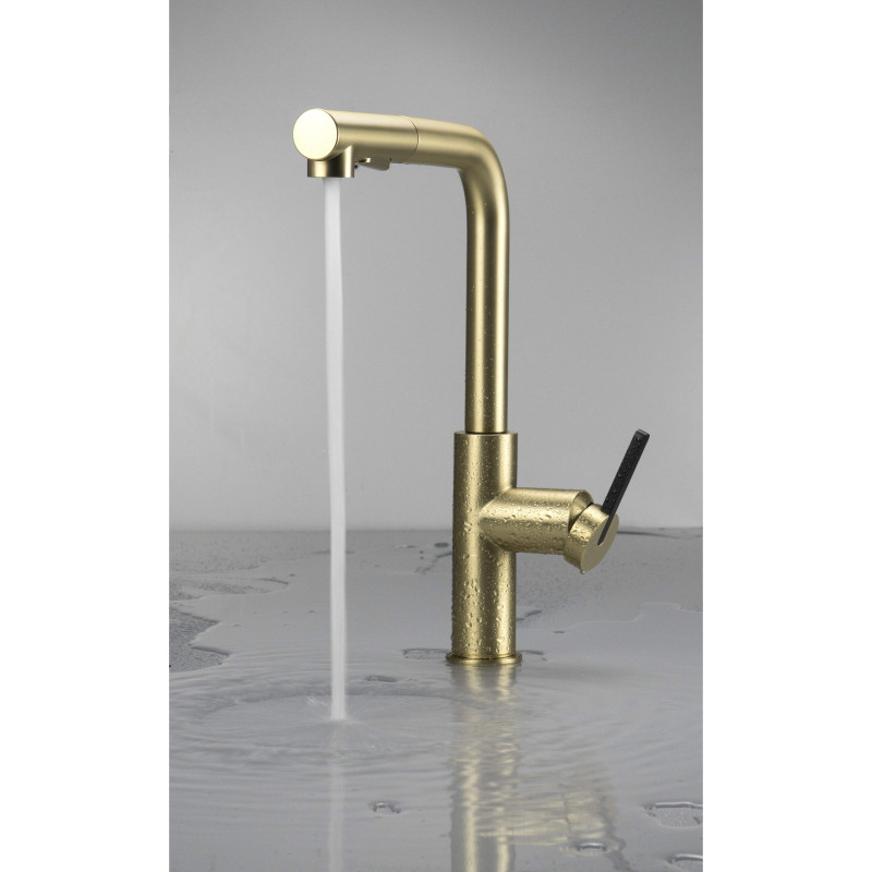 Elegancka Złota Bateria Kuchenna z Wyciąganą Wylewką - Odrobina Luksusu w Twojej Kuchni!