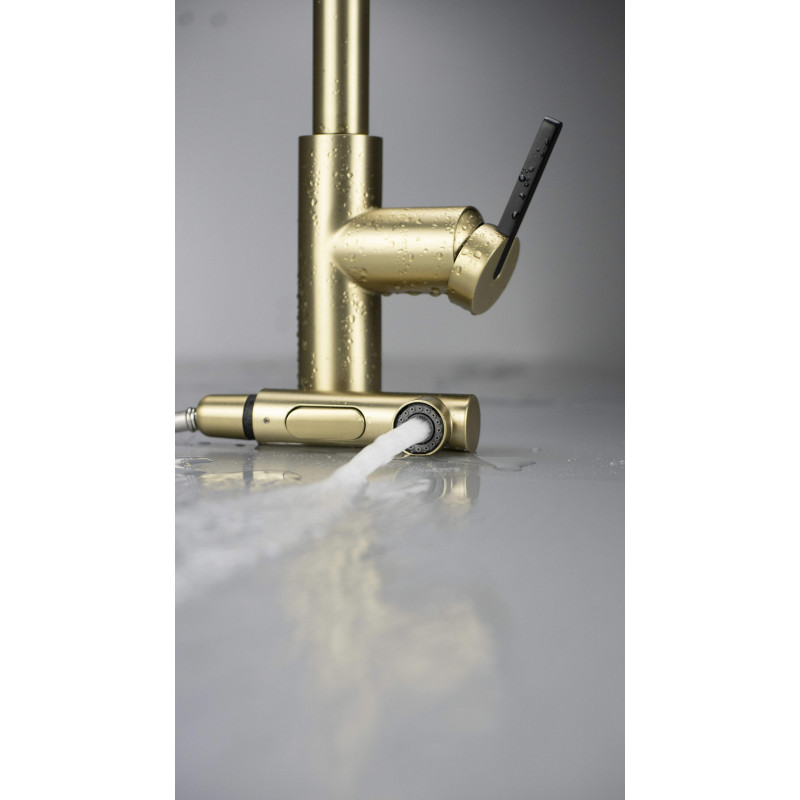 Elegancka Złota Bateria Kuchenna z Wyciąganą Wylewką - Odrobina Luksusu w Twojej Kuchni!