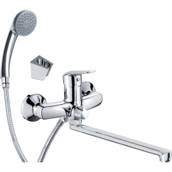 Ścienna Bateria Łazienkowa z Chromowanym Wykończeniem i Długą Wylewką - Najwyższa Jakość!