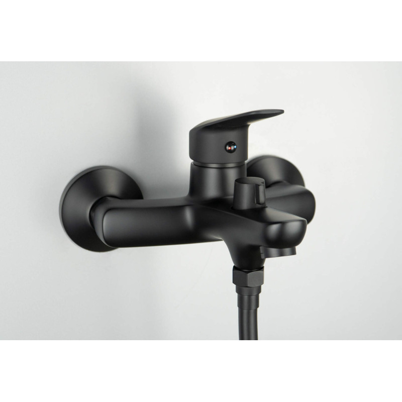 Nero - Elegancka Bateria Wannowa Ścienna z Mosiądzu z Ceramiczną Głowicą 35mm