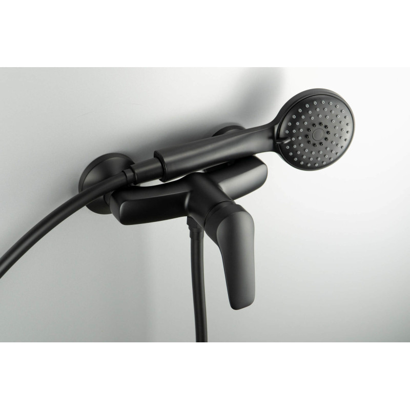 Nero Elegance: Ścienna Bateria Prysznicowa z Mosiądzu - Jednouchwytowy Mistrz Designu