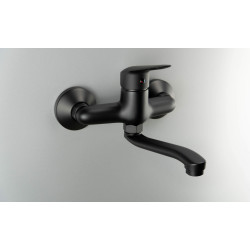 Stylowa Bateria Ścienna z Mosiądzu Nero - Jednouchwytowa Elegancja do Twojej Łazienki