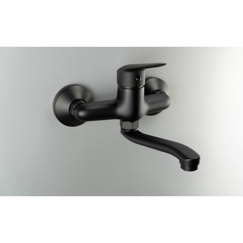 Stylowa Bateria Ścienna z Mosiądzu Nero - Jednouchwytowa Elegancja do Twojej Łazienki