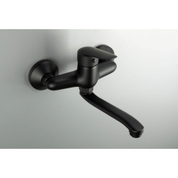 Stylowa Bateria Ścienna z Mosiądzu Nero - Jednouchwytowa Elegancja do Twojej Łazienki