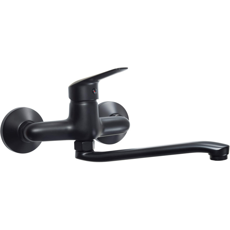 Bateria kuchenna ścienna nero - elegancja z obrotową wylewką na ścianę