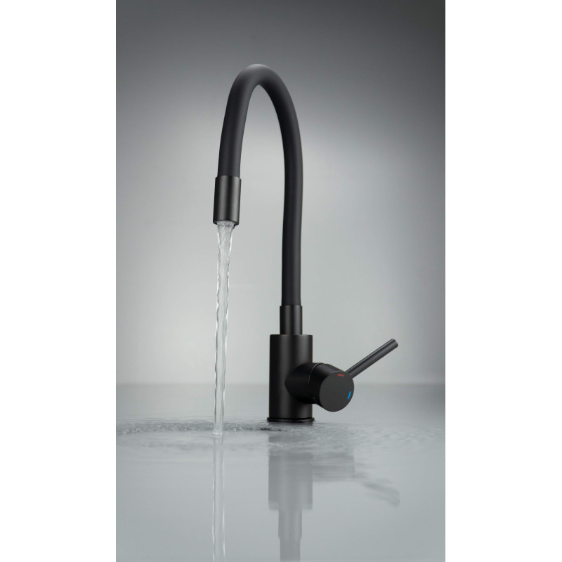 Bateria Kuchenna Nero Stalowa z Elastyczną Wylewką i Aeratorem Honeycomb