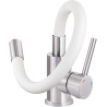 Elastyczna Bateria Kuchenna Stal-Biała z Giętą Wylewką - Nowoczesny Design